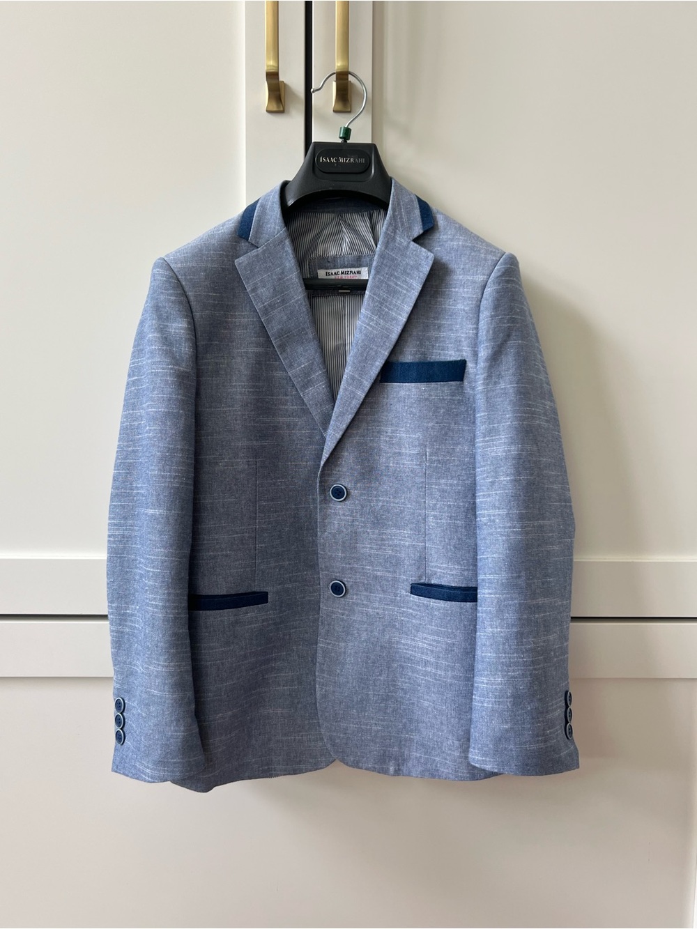 Boys Isaac Mizrahi Blue Cotton / Linen suit jacket blazer - Size 12